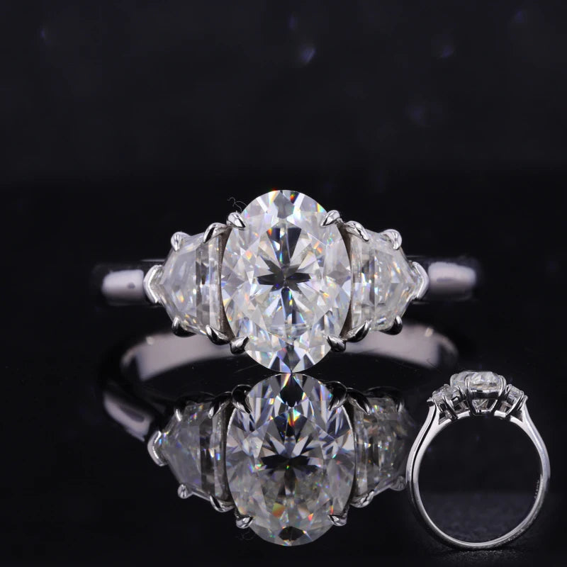 Starsgem White Solid Gold 14k Oval Brilliant Cut 2 Carats Moissanite Engagement Ring