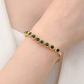 Vintage 316L Stainless Steel 18K Gold Color Bracelets for Women Green Cubic Zircon Snake Chain Bracelets Girl Jewelry Gifts