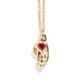Gemnel Fashion Women Ruby Heart in Hand Pendant Recycled Sterling Silver 18k Gold Plated Necklace