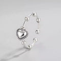 2025 New Arrival Heart Vintage Fidget Stress Relief Anxiety S925 Sterling Sliver Open Ring for Women