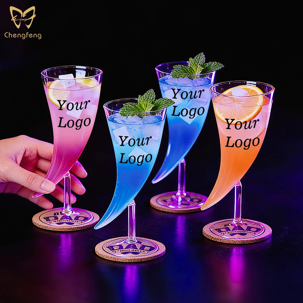 Horn Moon Shaped Cocktail Glasses 410Ml  Giant Cocktail Glasses Curved Cocktail Glasses Drinking Cups Juice Glass for Bar Party