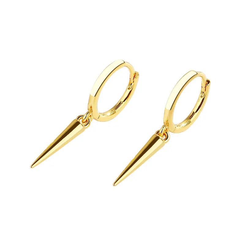 Spike Rivet Pendant Drop Earrings for Women Gold Color French Hip Hop Rock Jewelry Gift