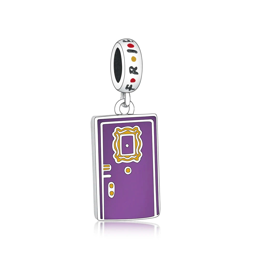 Fit Original Charm Bracelet 925 Sterling Silver TV Show Friends Purple and Green Door Frame Pendant Charms for Jewelry Making