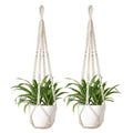 YUJIN Cotton Rope  Indoor Hanging Planter Basket with Wood Beads Decorative Flower Pot Holder