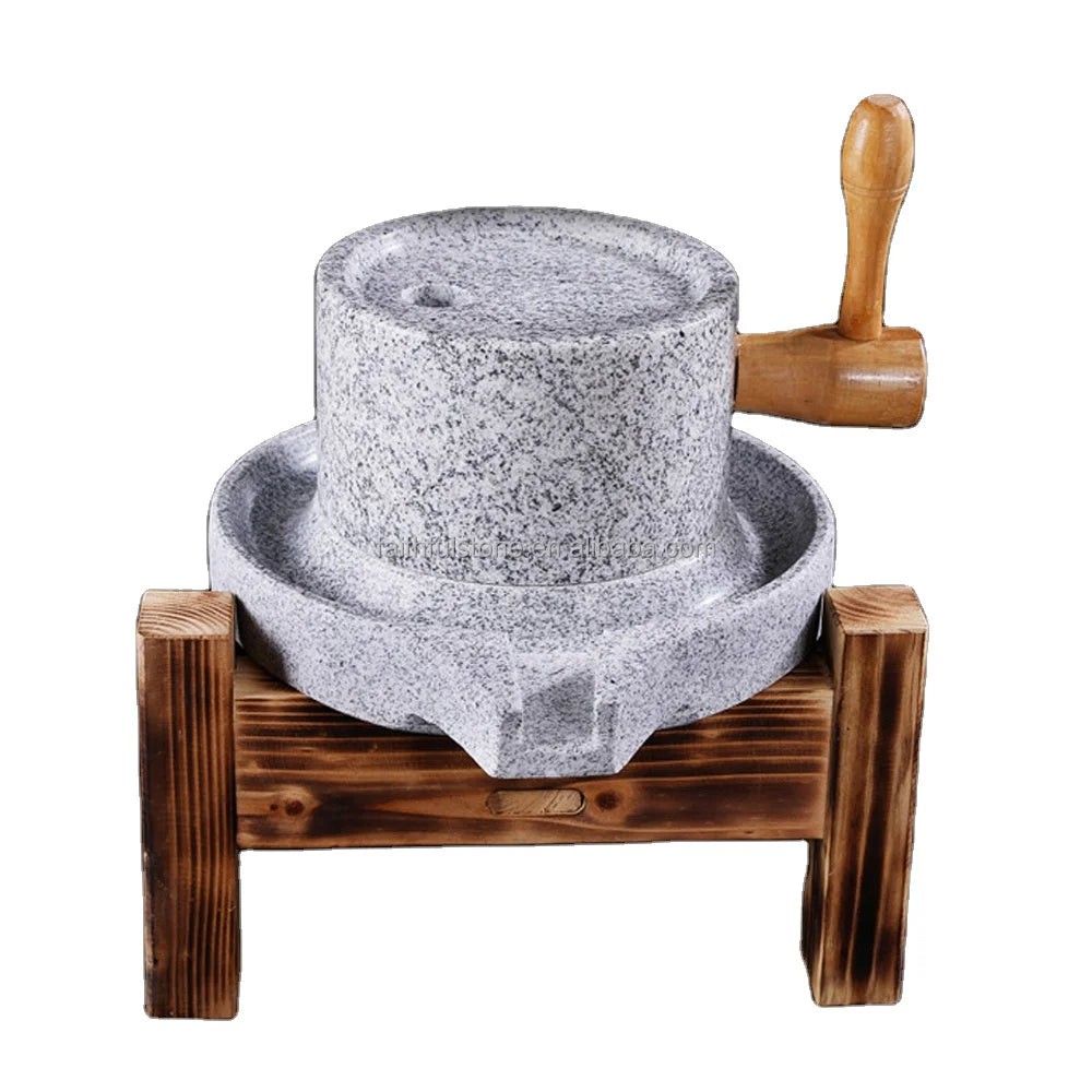 Wholesale Dia30 Grey Black Sesame Flour Granite Stone Grinder Mill with Wood Holder