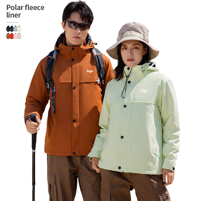 Wholesale Custom logo Winter Waterproof Inner Pocket Fleece Windbreaker Jacket for Men
