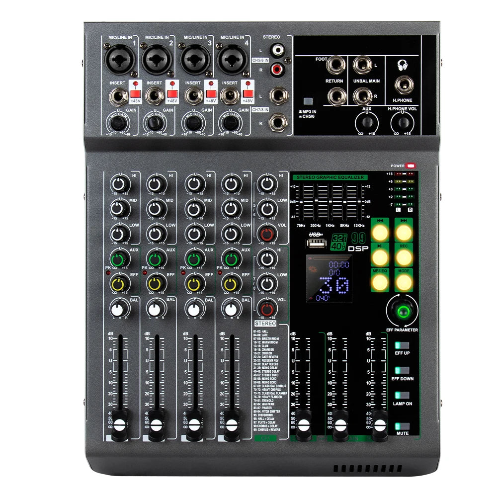 Biner GT4 Hot Sale Portable Built-in 99 DSP with Amplifier 4 Channel 500W Mini Audio Power Amplifier