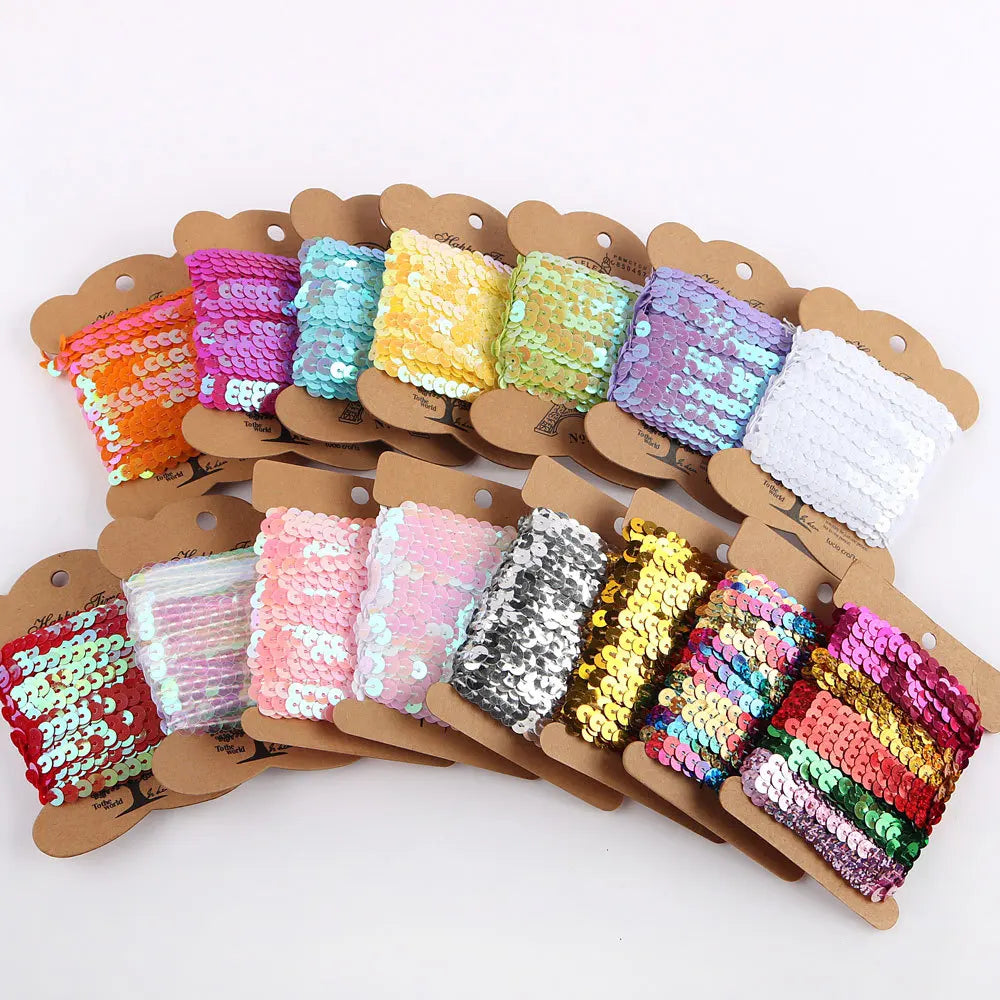 6mm Flat Laser Sequins Round String Line Shiny PVC Spangle Sequins Tape for Stage Garment