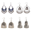 DouVei Vintage Alloy Silver Plated Drop Charm Crystal Rhinestone Bells Dangle Earrings with Tassel for Women Gift Occasion