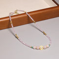 Natural Minimalist Faceted Rose Quartz Stone Necklace for Women Freshwater Pearl Charm Healing Crystal Necklace Fashion Jewelry