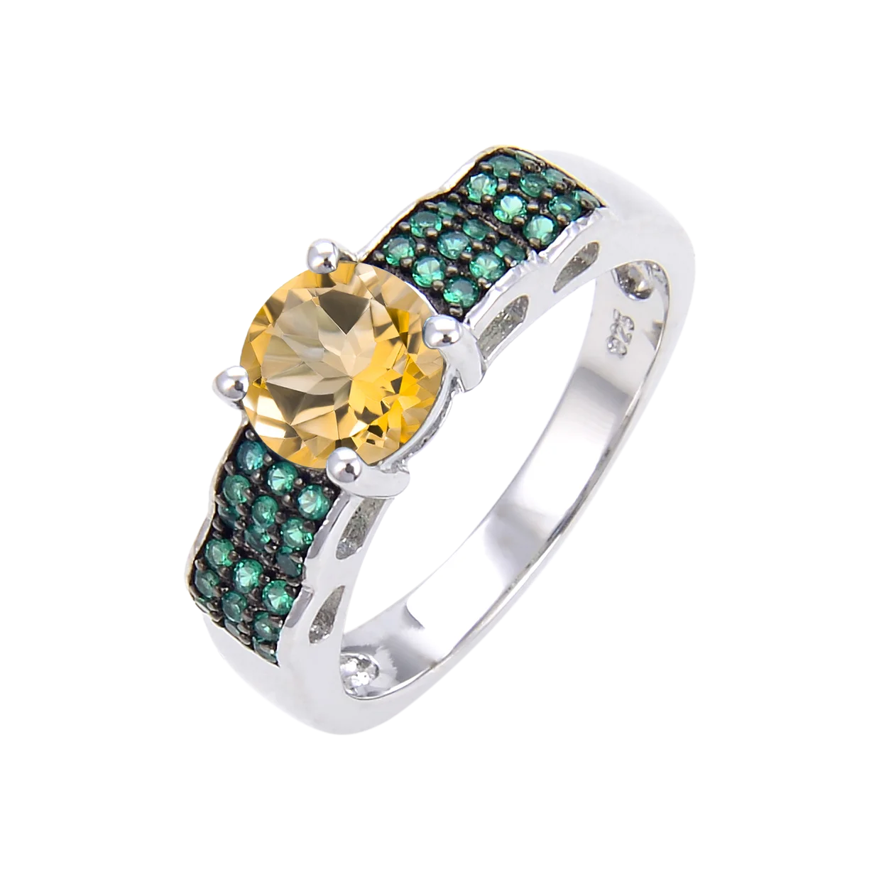 Abiding Classical Fashion Solitaire Ring Jewelry 925 Sterling Silver Natural Citrine Gemstone Women Ring for Engagement