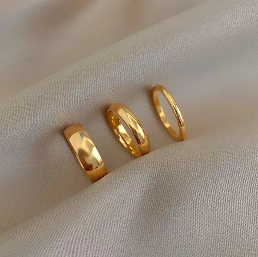 SC Fashion Dainty Stainless Steel Ring Set Trend 18k Gold Plated Rings  Minimalist Stackable Finger Gold Rings for Women