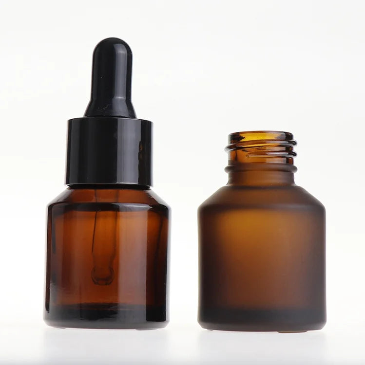 Wholesale Frosted Amber Medicinal Glass Dropper Essential Oil Bottle 15ml 30ml 60ml Skin Care Serum Bottle