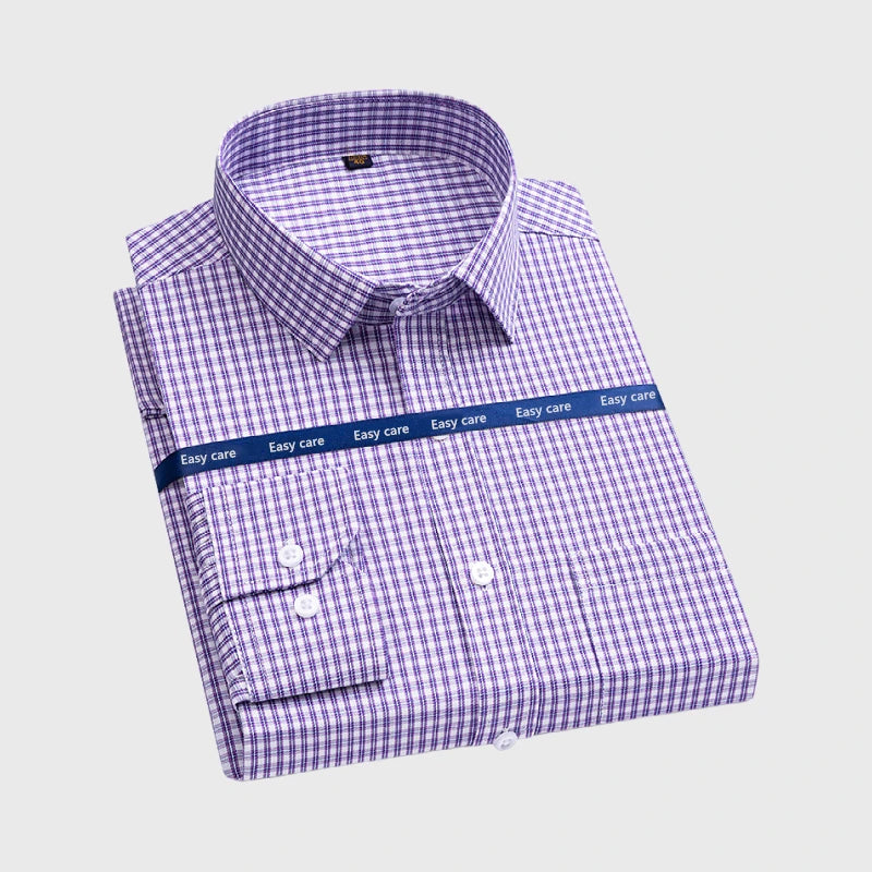 Super Fast Delivery Men Easy Care Plaid Dress Shirt Long Sleeve Plaid Formal  Regular Fit Button Down Checked Shirt for Men