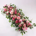 YOPIN 357 Artificial Flowers Table Runner Flower Runner Wedding Decorations Pink Flower Runner