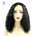 Natural Color 2*4 U Part Hottest Sale Short bob Synthetic Lace Front Wigs Short Wavy Frontal Wigs