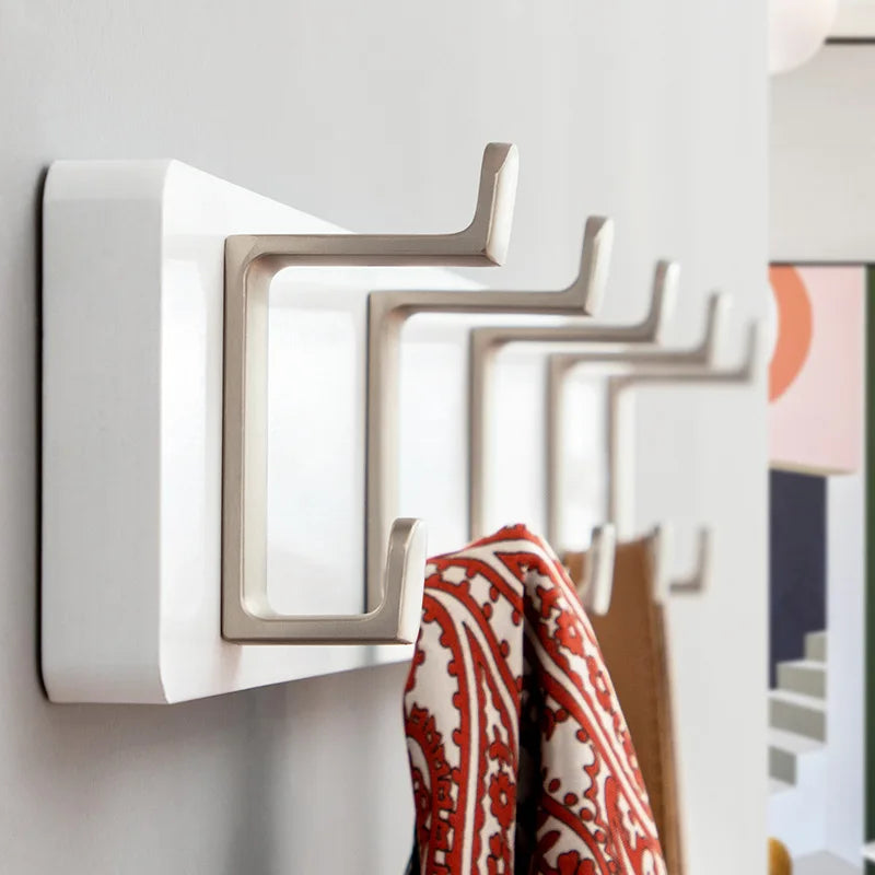 Paste and Punch Dual-Purpose Environmental Protection Wood Nail Free Installation 6 Hooks Wall Hook for Bathroom Back Door