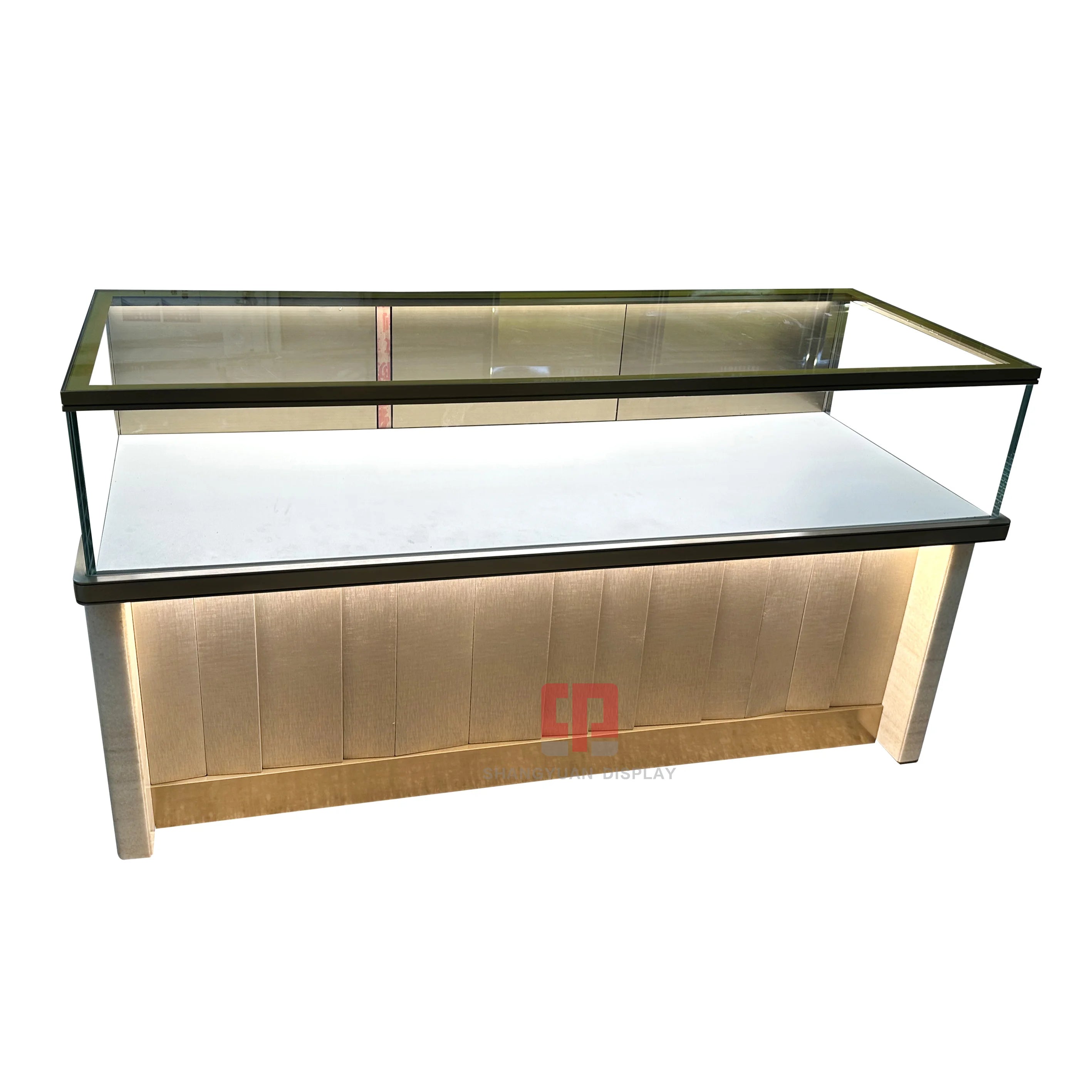 Luxury Custom Tempered Glass Jewelry Counter Metal Stainless Steel New Design Jewelry Store High End Jewelry Showcase