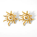 Trendy Stainless Steel 18K PVD Plated Fashionable Sun Hollow Shaped Stud Earrings for Girls Hypoallergenic Jewelry