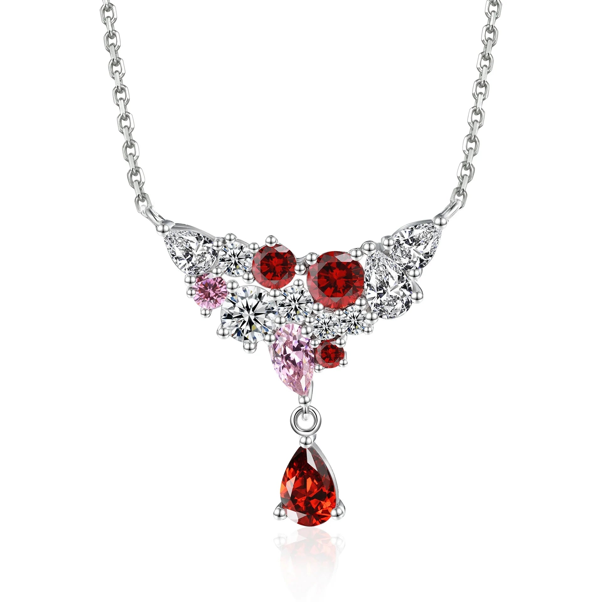 Luxury 925 Silver Emerald Cut CZ Pendant Necklace High End Fine Jewelry