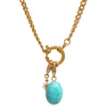 JINYOU 391 French Fashion Charms Women Jewelry Blue Gemstone Necklace Natural Stone Stainless Steel Metal Chain Pendant Necklace