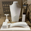 Wholesale Handmade Portable Cream Beige Suede Chamois Set Necklace Ring Earring Stand for Shop Showcase Jewelry Container