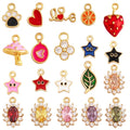 Super Mini Cute Love Heart Star Flower Leaf Fruits Charm PendantCubic Zirconia PavedJewelry Necklace Bracelet Accessories L22