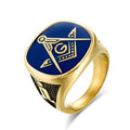Hot Sale China Wholesale Fashionable Personalized Pvd Blue Enamel Masonic Stainless Steel Titanium Mens Signet Rings