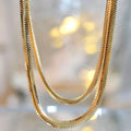 18K Yellow Gold Au750 Flat Snake Chain Necklace Herringbone Chain Jewelry Chunky Chain Gold Necklace 16''18'' Jewelry