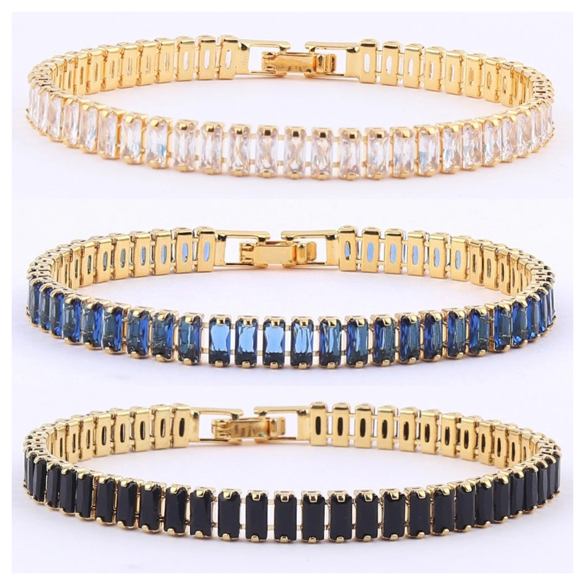 18k Gold Plated 4mm 6mm Iced Out Diamond Bracelet Men Bling Tennis Bracelets Women Colorful White Moissanite Stone Bracelets