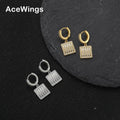 E024 Jewelry Bling Bling CZ Earrings Women Brass Setting Zircon Hip Hop Stud Earrings