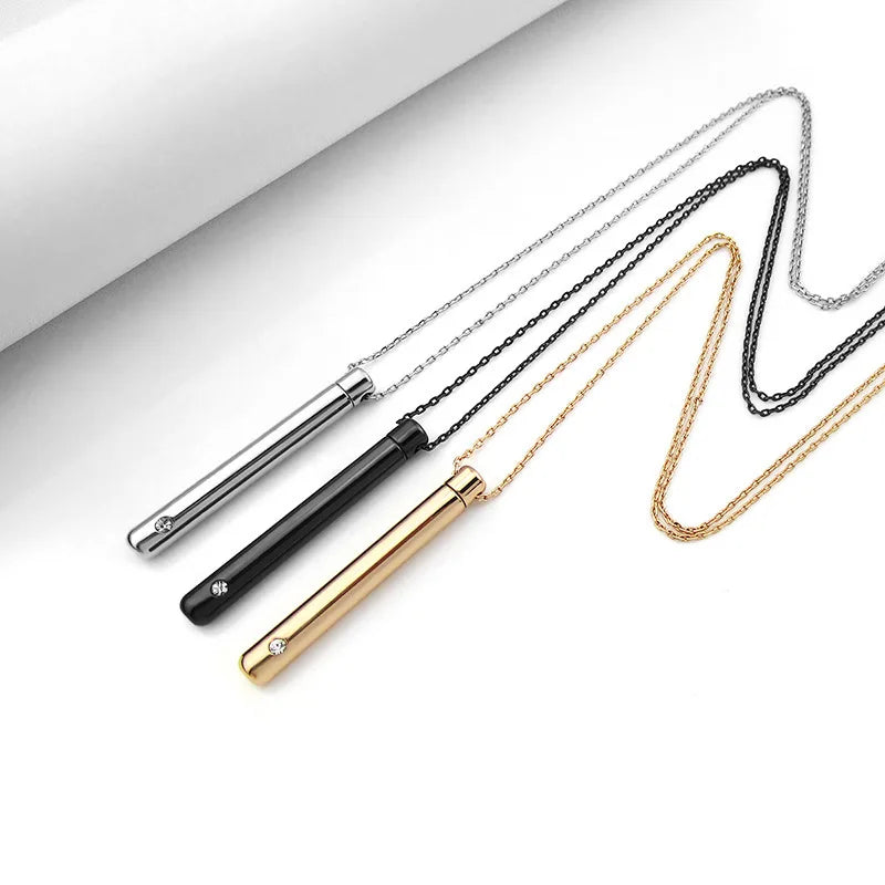 Dropshipping Stainless Steel Jewelry Pingente Vibrator Vibrating Essential Oil Pendant Necklace Chains Gold Plated