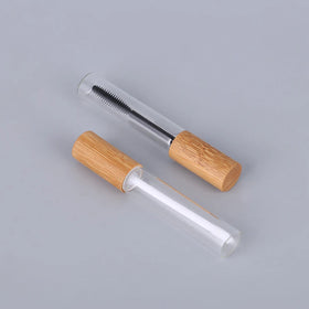 Wholesale Price 5ml 10ml Eco Friendly Lipgloss Glass Bottle Empty Eyeliner Mascara Packaging Bamboo Cap