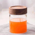 Leakproof Screw Handmade Borosilicate Glass Food Storage Jar With Acacia Wooden Lid