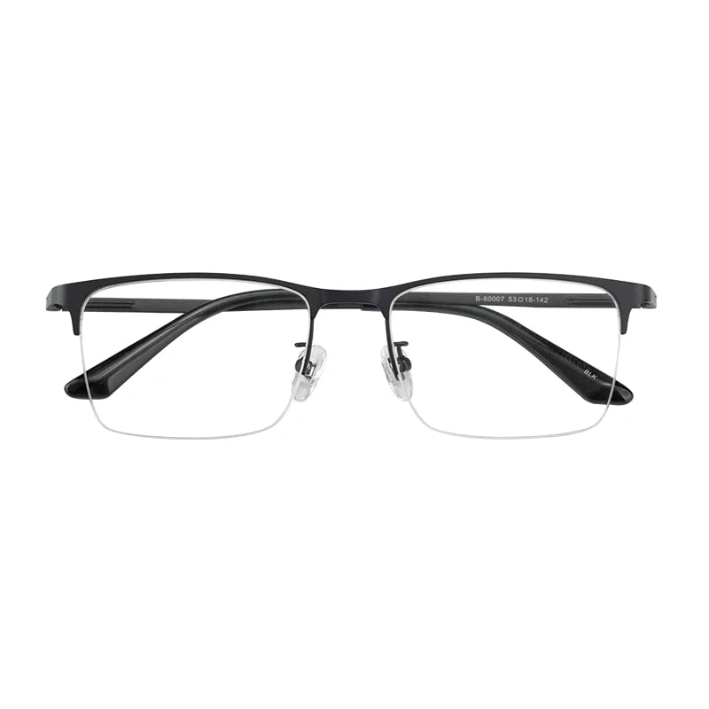 Business Men Semi Rimless Men Vintage Retro Half Frame Half Rim Eyeglasses Frame Titanium Optical Blue Light Blocking Glasses