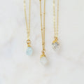 Boho Personalized Gold Gemstone JewelryWomen Natural Raw Birthstone Crystal Quartz Pendant Necklaces for Bridesmaid/Mother Gift MegaBDM