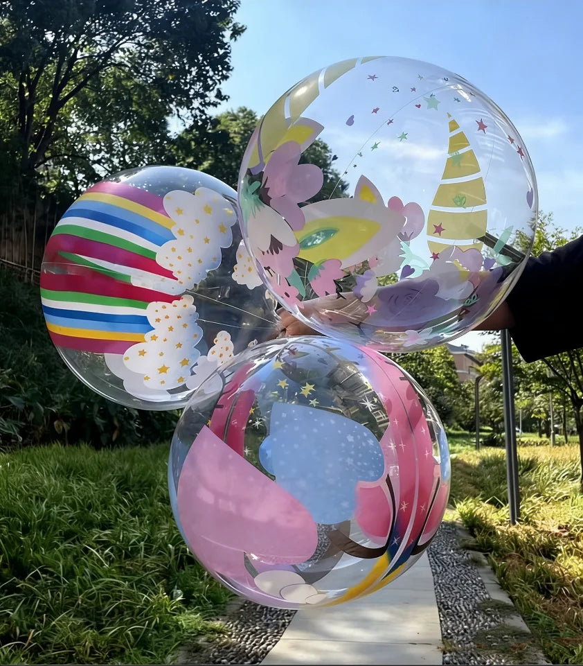 20 Inch Helium unicorn Bobo Balloon Clear Transparent Round Shape Bubble Balloons Stuffing for Party