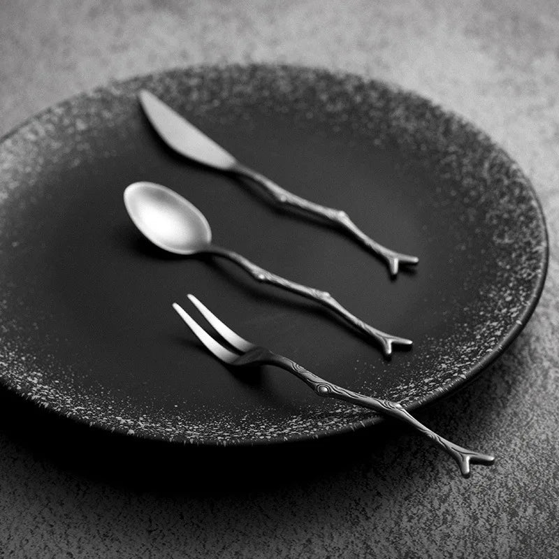 Hot Sale Stainless Steel Cutlery Black Flatware Matte Knife Fork Spoon Silverware for Restaurant