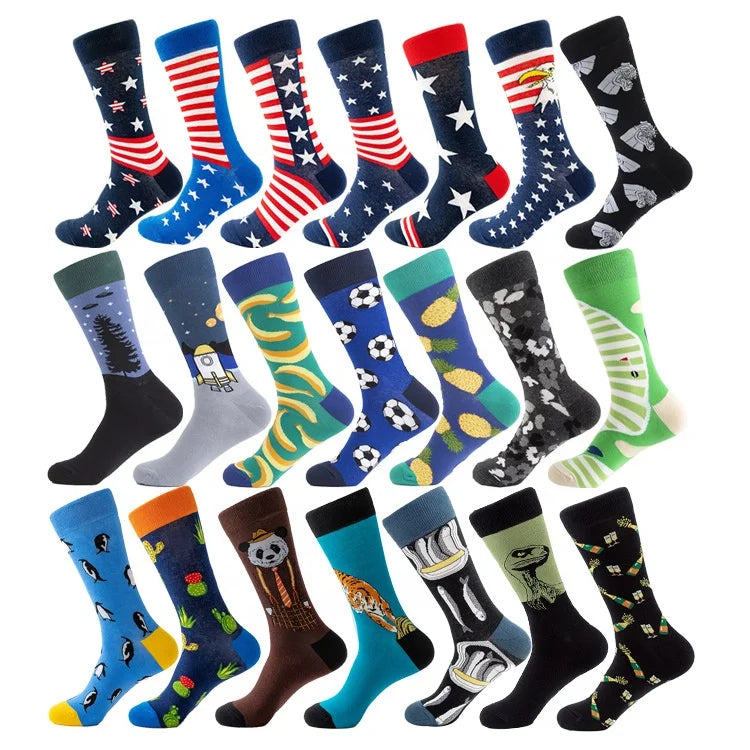 Wholesale Creative American Flag Socks 42 - 48 EU Plus Size Funny Novelty Cotton Socks for Men