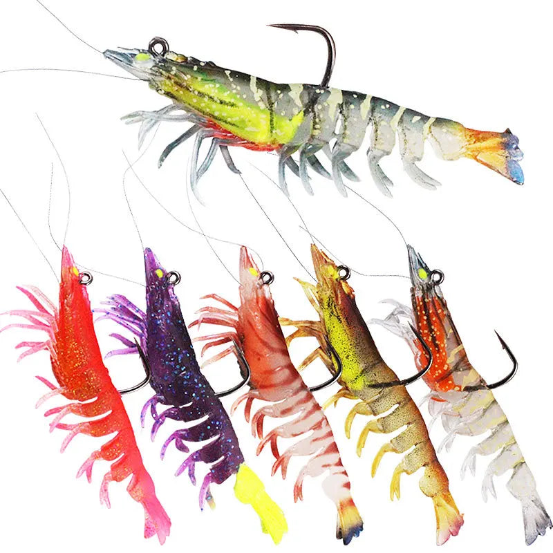 9cm 12g Silicone New Arrival Lead Hook Shrimp Tpr Soft Bait Worm Soft Plastic Fishing Baits Luminous Swim Shrimp Bait Lure