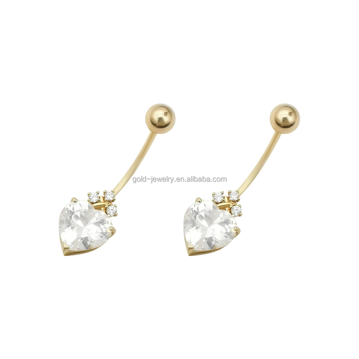 9k Solid Gold Pendant Earring Wholesale Fashion Crystal CZ Stone Earring Women Gold Jewelry Earrings