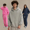 Men Overweight 350g Hoodies Blank Solid Custom Design Loose Hooded Cotton Pullover Oversized Casual Warm Fleece Hoodies
