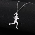 Wholesale Custom Stainless Steel Running Girl Woman Pendant Necklace Meaningful Sport Link Chain Classic Style