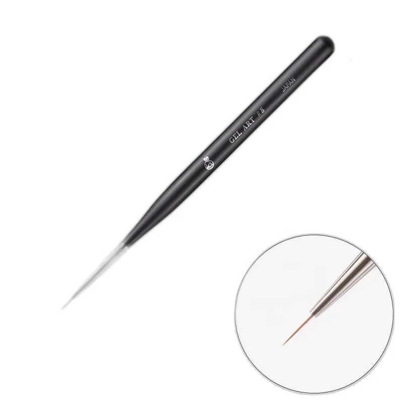 Hot Selling Luxury Professional Nail Art UV Gel Liner Flat Brush Set High Japan Nylon PBT Customizable Long Strip Wood Handle