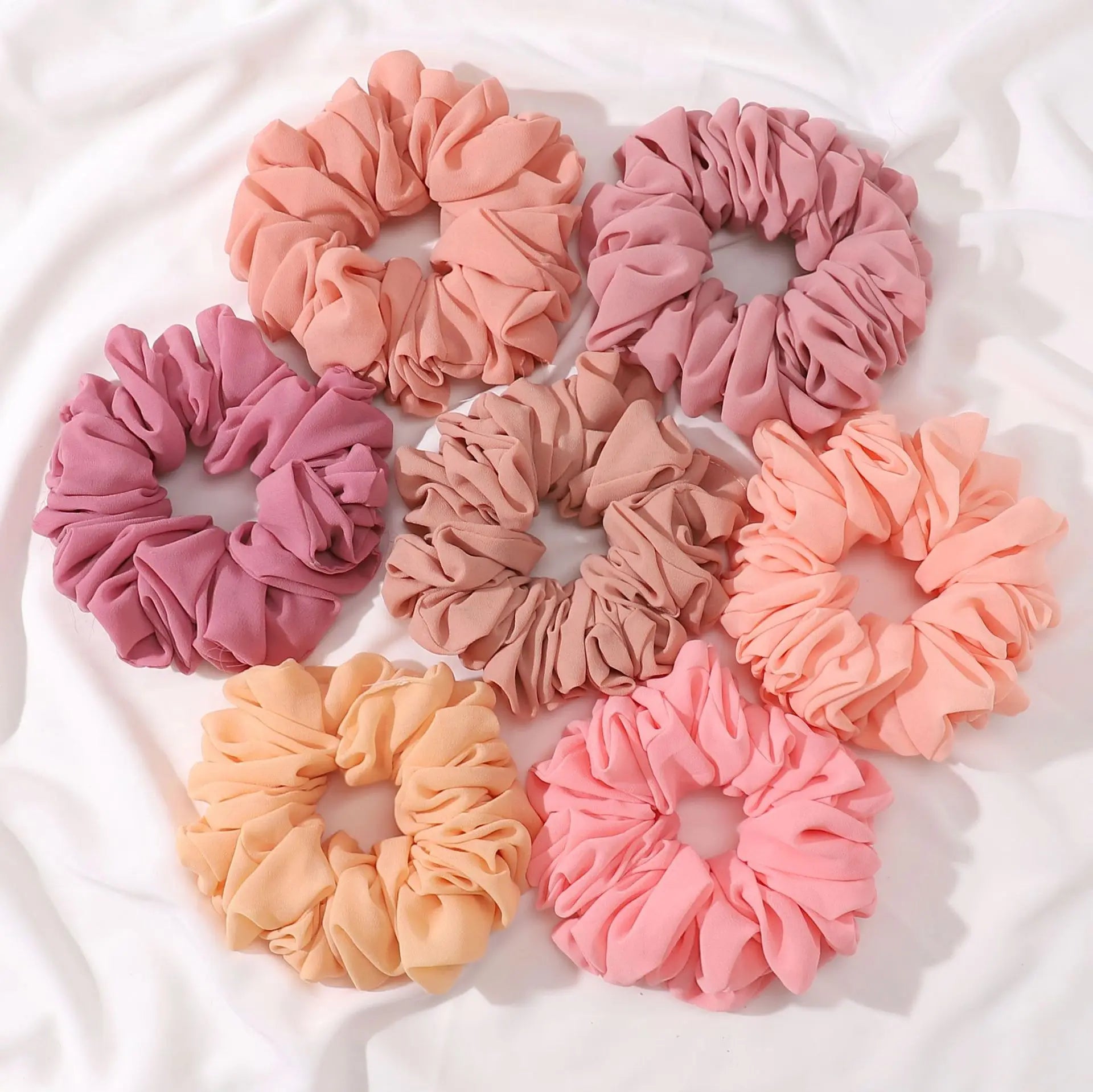 58 Color Malaysia Single Pearl Chiffon Set Hair Scrunchy Solid Color Bottom Flower  Large Hair Scrunchies