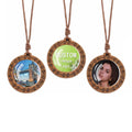 Unique Design Custom Photo Laser Cut Logo Wooden Pendant Vintage Wax Rope Chain Necklaces  for Promotional Gift Souvenir