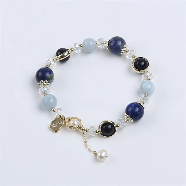 Handmade Crystal Bracelet Lapis Lazuli Pearl Bracelet Gemstone Jewelry Wholesale
