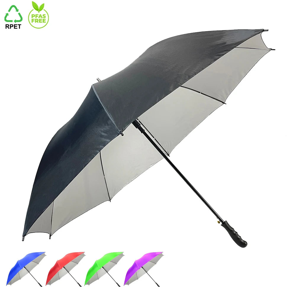 OVIDA Custom 30-inch 8-Rib Golf Straight Umbrella Pongee Fabric Silver Coating Wholesale Customizable Umbrella Manufacturers