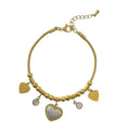 Fashionable and Unique Gold Heart Beaded Stainless Steel Bracelet-Trendy Cute Women's Party Anniversary Gift