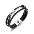 Men's 316L Stainless Steel Music Guitar Fashionable Daily Wear Multi Layer Woven Synthetic Leather Rope Bracelet